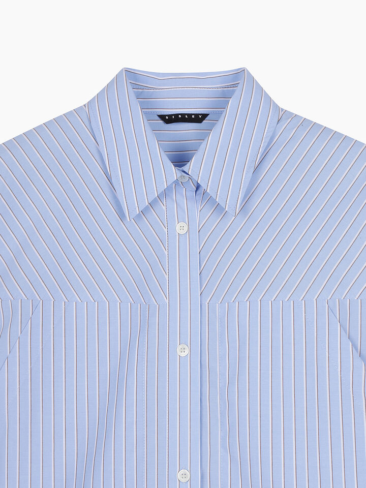 Light blue striped oversized shirt - sisley k shirts - Light Blue | Sisley K image number 3